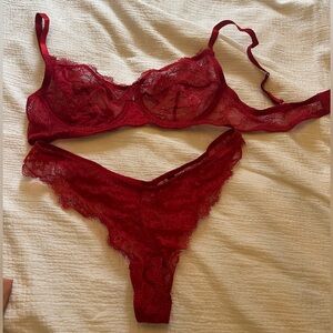 Blush Elegant Red Lace Lingerie Set